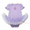 Princess Sofia Lavender Baby Bodysuit Lavender White Pettiskirt & Sparkle Rhinestone Necklace Print JS4550